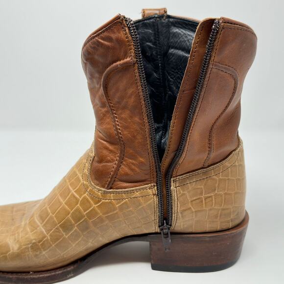 JB Dillon Reserve Boots Mens 10 EE Croc Embossed Leather Side Zip Western Cowboy main image 11